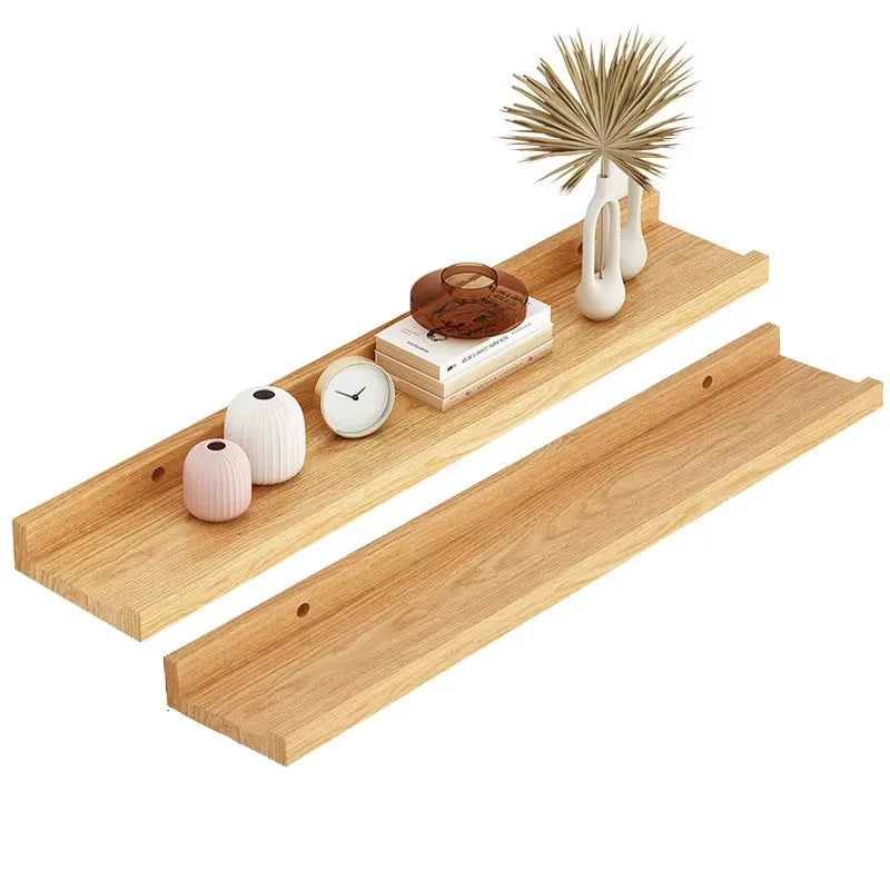 Wooden Floating Shelf Wall Mounted U-shaped Shelf Display Stand For Living Room Bathroom Kitchen Organizer Storage Rack