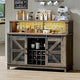 55" Coffee Bar Cabinet with LED Lights, Farmhouse Wine Bar Cabinet for Home with Wine Glass Rack, Kitchen Buffet Cabinet with Sl