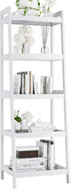 Bookshelf, 5 Tier Ladder Bookcase With Bamboo Frame, Freestanding Tall Narrow Display Plant Shelf For Living Room, Kitchen,