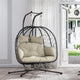 Double Wicker Swing Egg Chair Hammock Foldable Hanging Loveseat with Stand, UV Resistant Removable Cushions, 700LBS Capacity