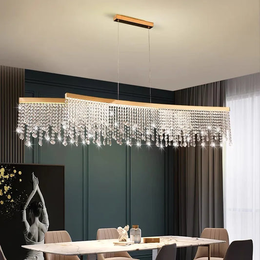Modern K9 Crystal Chandelier Luxury Gold LED Pendant Lamp Circle Design Hanging Lights for Living Room Home Decoration Lighting Arrival 29-48 days