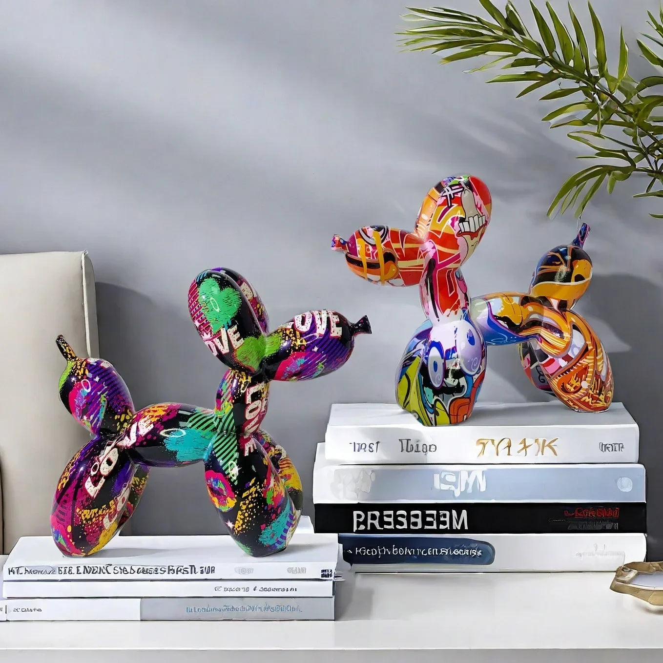 American Balloon Dog Ornament Creative Graffiti Colorful Resin Crafts Dog Home Entrances Living Room Wine Cabinet Decorations