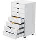 JHK 7 Drawer Chest Dressers Nightstand Storage Cabinet Wooden File Office Mobile Cabinet Wheels Living Room Organizer Rolling