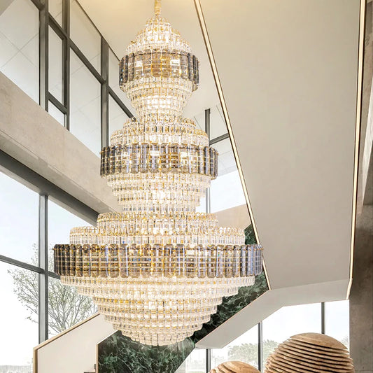 European Duplex Chandelier Luxury Hotel Lobby Loft Crystal Light Creative Personality Villa Living Room Stairwell Big Hanging, this Beauty ships from Europe, Arrival 29- 42 days