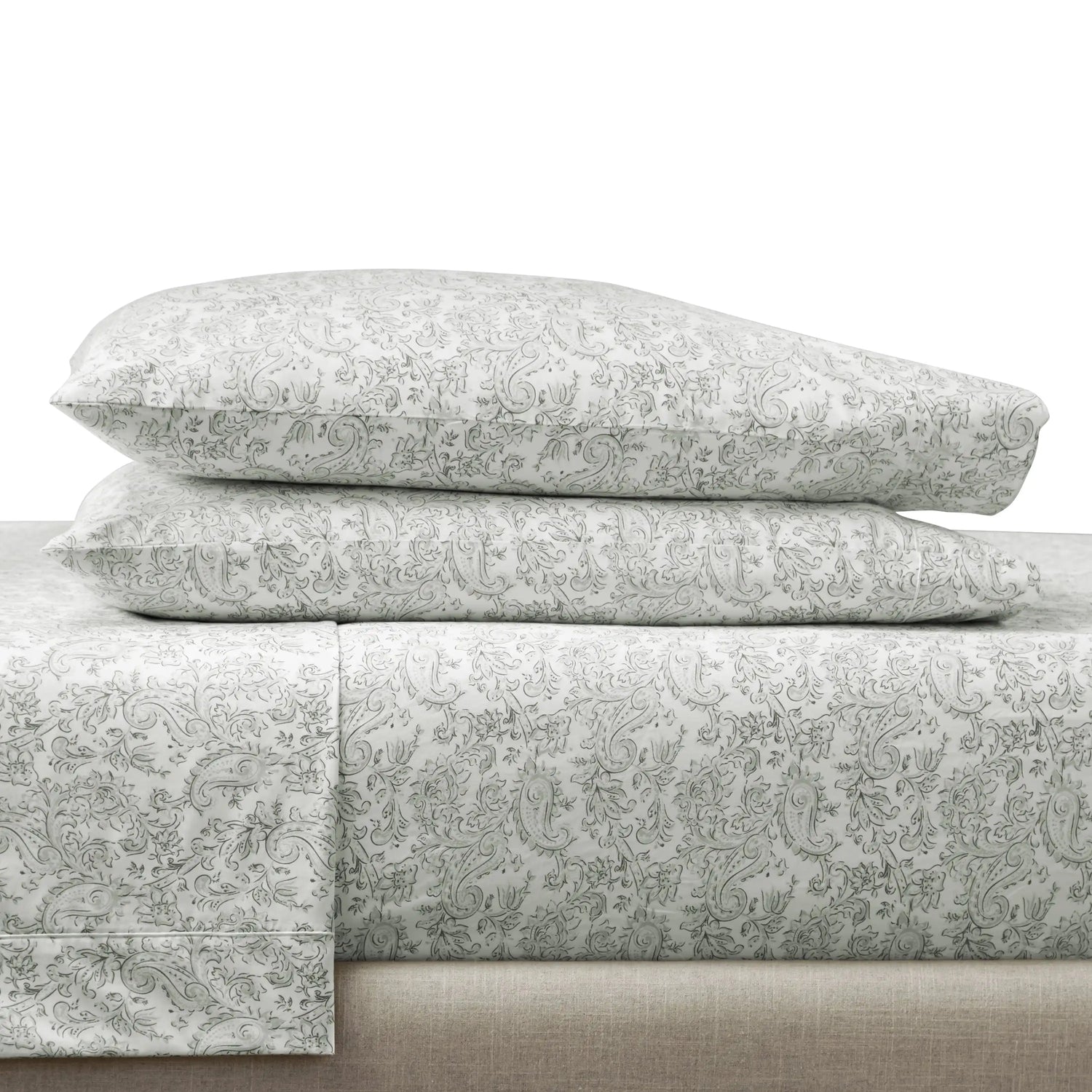 4-Piece 400 Thread Count Paisley Taupe Performance HYGROCOTTON® Sheet Set, Queen