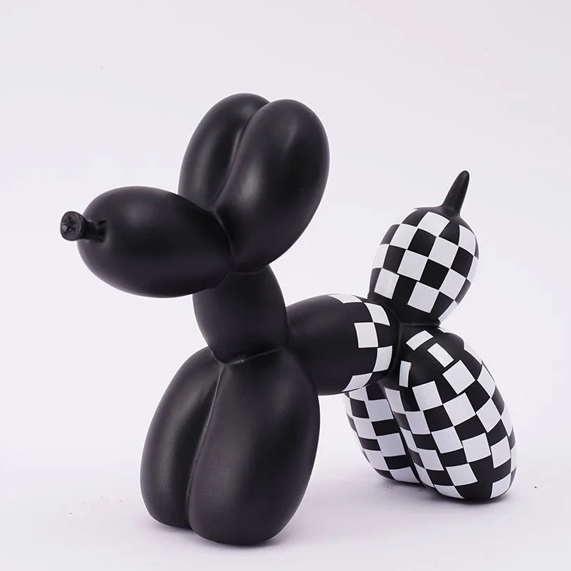 Vilead Plaid Balloon Dog Ornament INS Light Luxury Tabletop Shelf Living Room Home Office Decoration Accessories Modern Art Gift