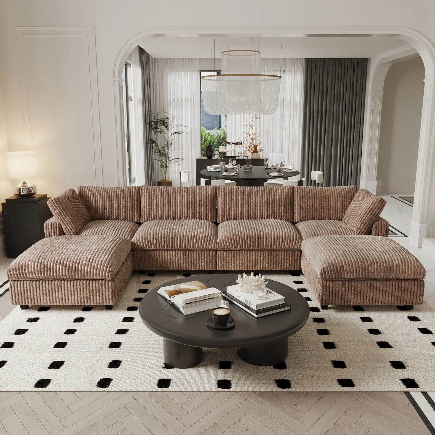 Modular Sectional Sofa Convertible 6 Seat U Shaped Couch with Ottoman Deep Seat Cloud Couch