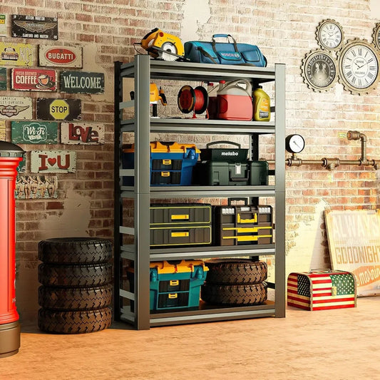 78" H|48" W All-Metal Garage Shelving Unit and Storage-Easy Assembly Shelves 5-Tier Rack|Heavy-Duty Adjustable Shelf|Stee