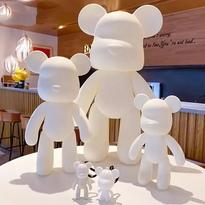 Vinyl White Bear Figure DIY Graffiti Handmade Bear Statue Painting Fluid Pigment Vinyl Graffiti Figurine Decoration Kid Toy Gift