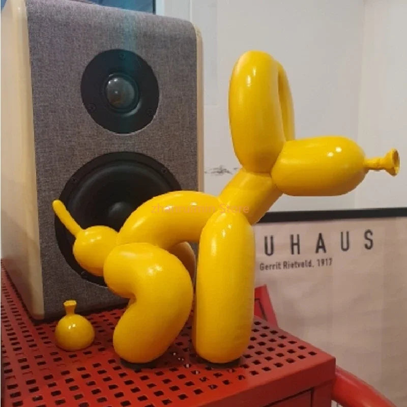 Balloon Dog Statue for Home Decoration, Resin Animal Sculpture, Doggy Poo, Standing Craft, Office Decor, Black and Gold