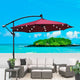 10 ft Outdoor Patio Umbrella Solar Powered LED Lighted Sun Shade Market Waterproof 8 Ribs Umbrella with Crank and Cross Base for