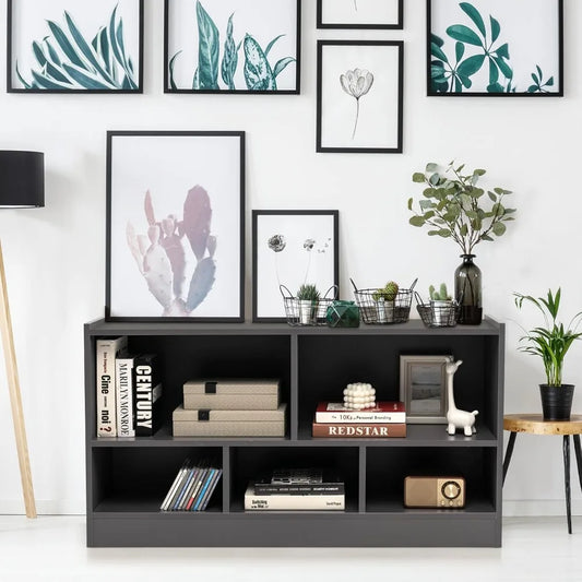 5 Cube Bookcase, 2 Tier Wooden Storage Open Bookshelf, Multipurpose Display Storage Cabinet for Living Room, Bedroom