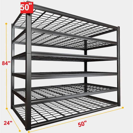 Garage Shelving Heavy Duty, Adjustable Storage Shelving Unit, Commercial Metal Shelf Rack for Warehouse, Pantry, School, Shop