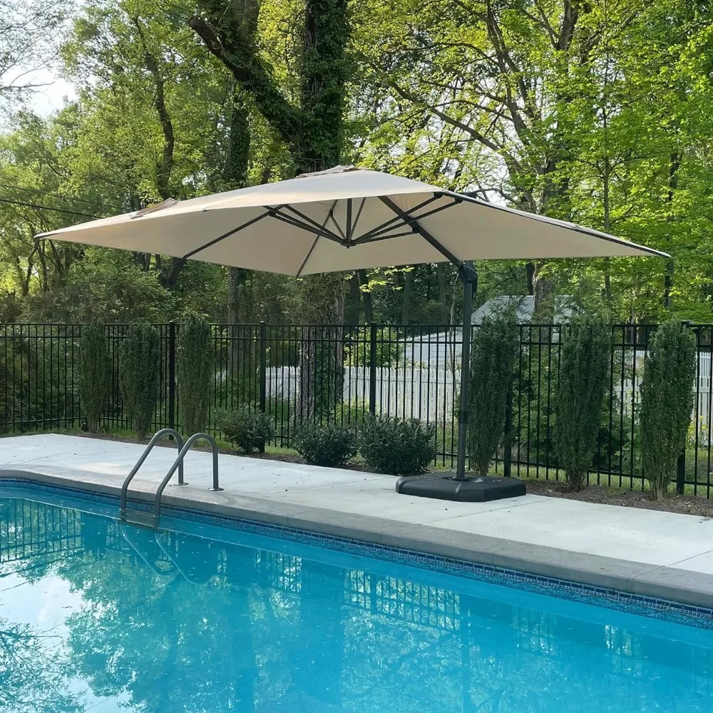9'X11.5'Patio Umbrella Outdoor Cantilever Rectangle Umbrella Aluminum Offset Umbrella with 360-degree Rotation  patio