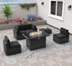 Outdoor Sectional Wicker Conversation Sofa Sets with Coffee Table