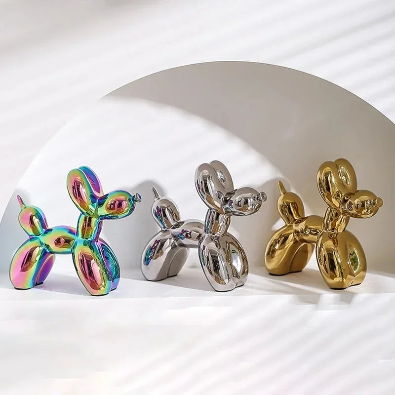 22cm Creative Balloon Dog Abstract Ceramic Ornament Sculpture Study Room Statue Home Office Accessories Decoration Gift