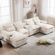 124.8 "U-shaped sofa with storage console and cup holder and USB port, modern upholstered cloud-like sofa