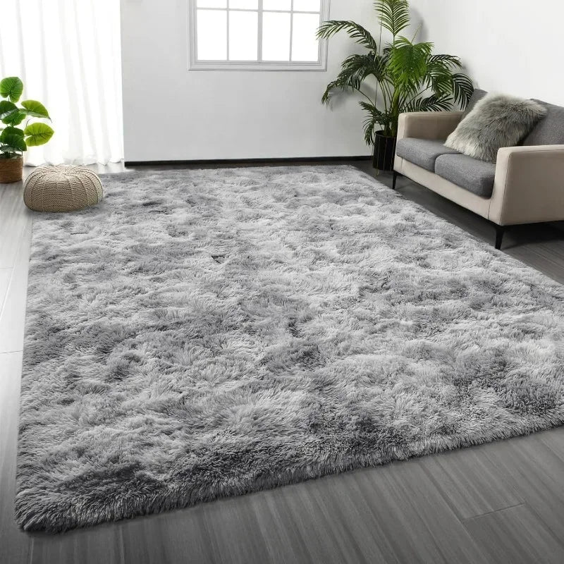 Large Shag Area Rugs 6 x 9, Tie-Dyed Plush Fuzzy Rugs for Living Room, Ultra Soft Fluffy Furry Rugs for Bedroom