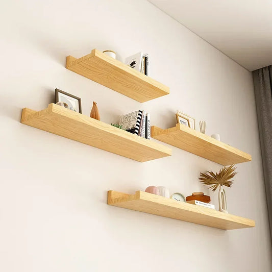 Wall Wood Floating Shelves Display Rack Wall Partition Laminate Hanging Hole-free Storage Shelf Home Closet Bathroom Organizer