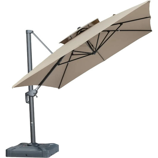 10' X 13' Double Top Cantilever Patio Umbrella Deluxe Large Outdoor Umbrella with Fade Resistance Rectangle Offset Umbrella