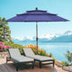 10 Ft Patio Umbrella, 3 Tier Outdoor Table Umbrella With 8 Sturdy Glass Fiber Ribs And Push Button Tilt, Outdoor Patio