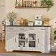 Sideboard Buffet Cabinet with Storage, 55" Kitchen Coffee Bar Cabinet with 3 Drawers & Glass Doors, Farmhouse Sideboard