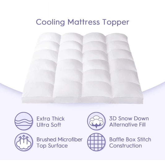 Mattress Topper Queen for Back Pain Relief, Extra Thick Mattress Pad Pillowtop, Soft Mattress Protector Cover