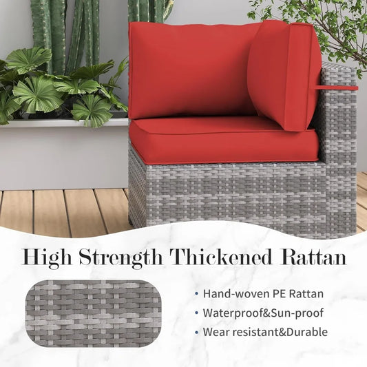 Patio Furniture Set, Outdoor Patio Furniture Wicker Furniture, 7-Pieces Outdoor Sectional Sofa with Patio Furniture Cover