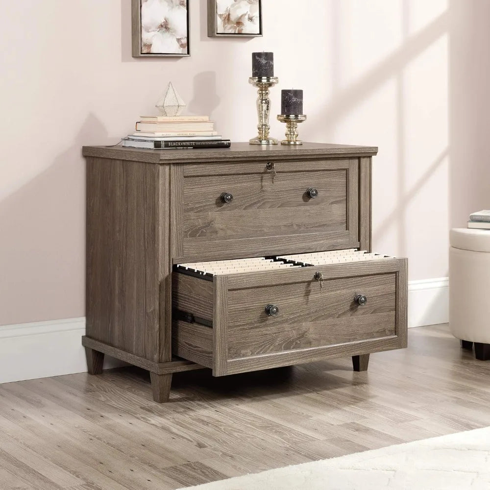 Filing Cabinet, 2 Drawer Lateral File Cabinet for Home Office, Filing Cabinet with Lock, in Emery Oak, Durable, Engineered Wood