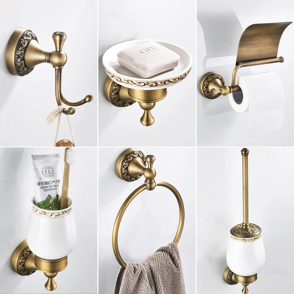 Bathroom Accessories Antique Bronze Towel Shelf Toilet Paper Holder Soap Holder Towel Rack Tumble Holder Antique Bronze ELF4001