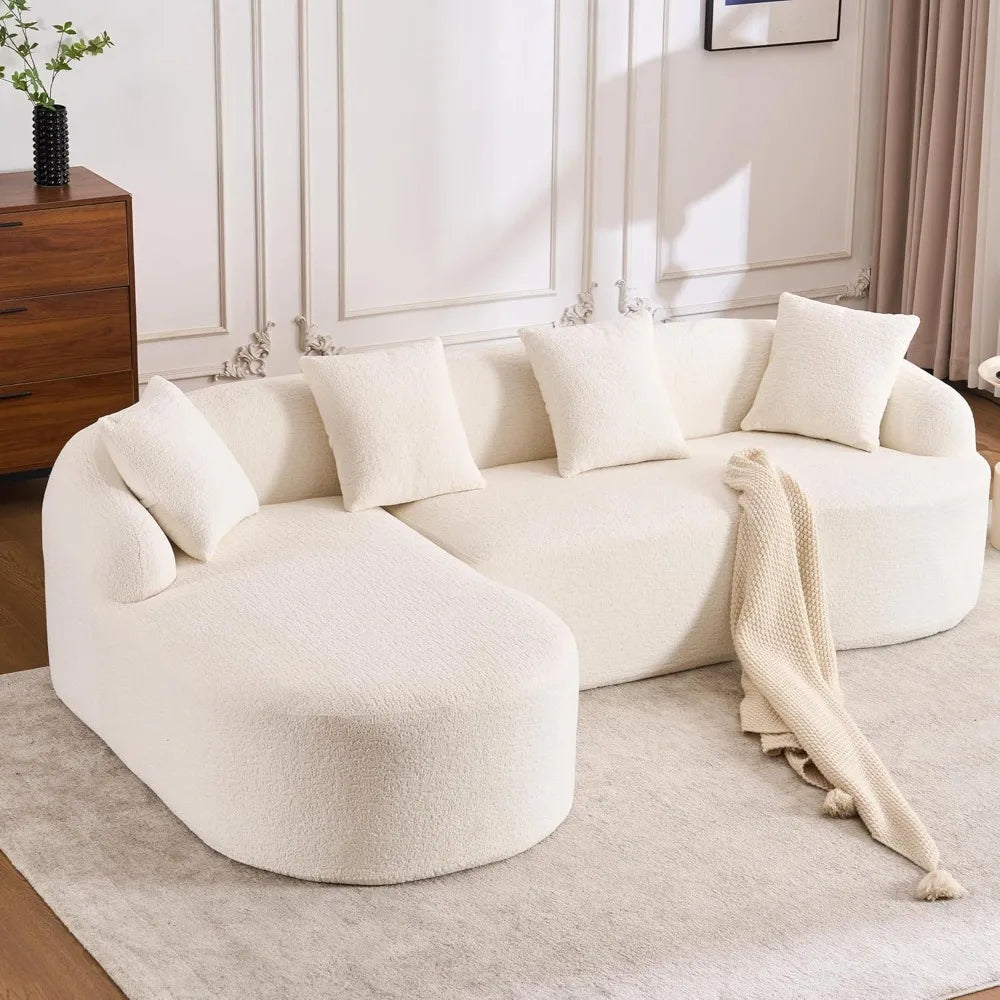 Oversized Sectional Sofa with Chaise, 99’’ Chenille 4-Seater Extra Wide Seat L-Shape Curved Cloud Couch