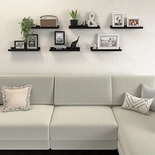 6 pieces wall hanging TV wall Mezzanine bedroom living room Solid wood partition wall Honor wall display stand black