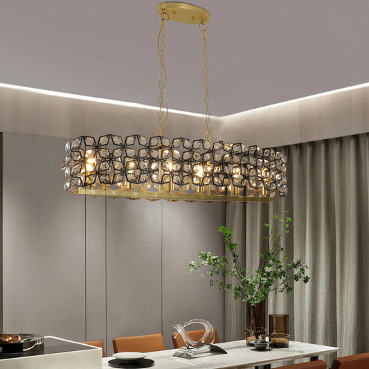 Modern Industrial Geometric Crystal Shade 6-Light Fixture for Dining Room,Living House,Home Foyer ,Kitchen Island Arrival 5-10 days