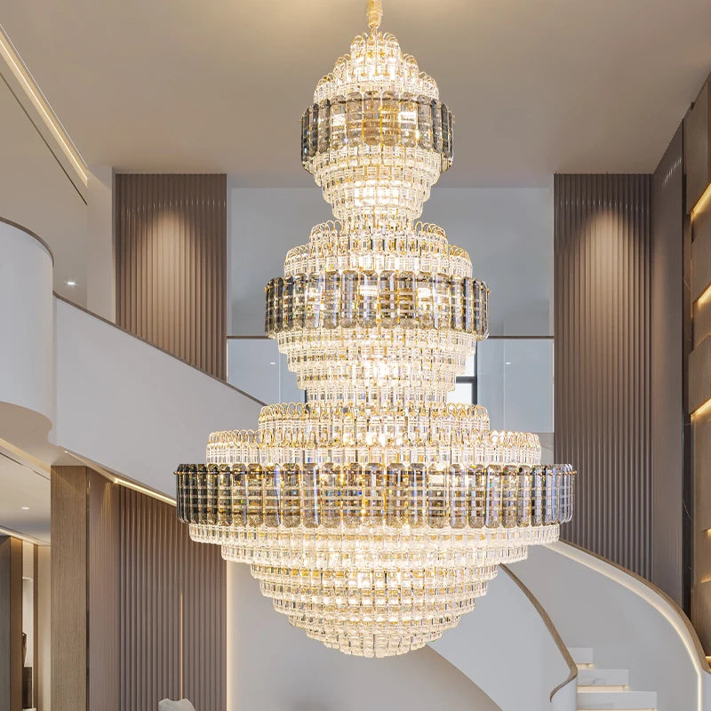 European Duplex Chandelier Luxury Hotel Lobby Loft Crystal Light Creative Personality Villa Living Room Stairwell Big Hanging, this Beauty ships from Europe, Arrival 29- 42 days