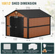 10x12 Ft Outdoor Storage Shed, Large Metal Shed with Floor, Lockable Doors Outside Steel House Ideal for Garden Tool Storage