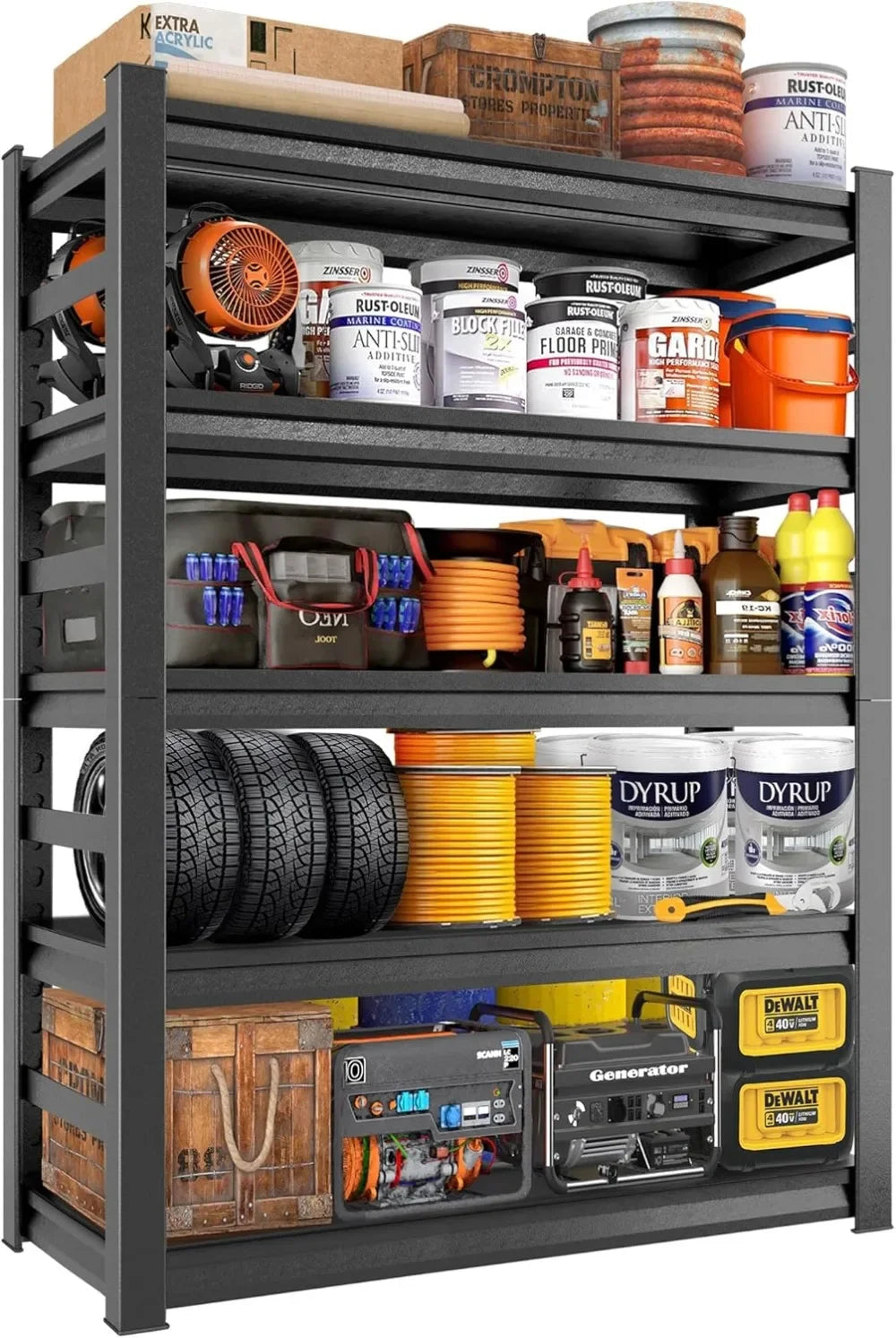 72" H|36" W All-Metal Garage Shelving Unit and Storage-Easy Assembly Shelves 5-Tier Rack|Heavy-Duty Adjustable Shelf|Steel