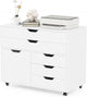 File Cabinet, Rolling Lateral Filing Cabinet with 2 Large Drawers, 3 Small Drawers, Side Cabinet, Wheels, Load 220 Lbs, Office
