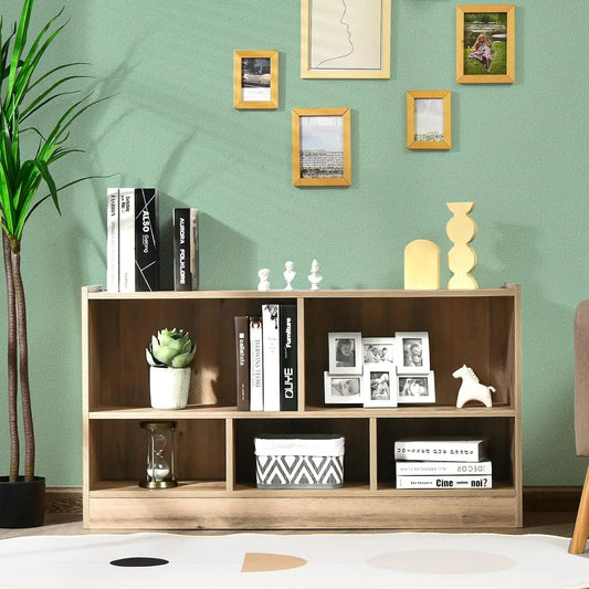 5 Cube Bookcase, 2 Tier Wooden Storage Open Bookshelf, Multipurpose Display Storage Cabinet For Living Room, Bedroom, Hallway,