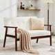 Jiasting Mid Century Modern 2 Seat Sofa Couch With Wood Arms, Small Love Seat Sofa Couches