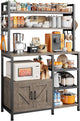 Bakers Rack for Kitchen with Storage, 6 Tier Coffee Bar with Storage Cabinet, Microwave Stand with Large Capacity and Side Hooks