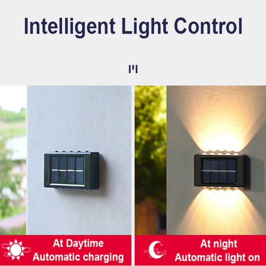 10/8/6/4LED Solar Wall Lamp Outdoor Waterproof Up and Down Luminous Lighting for Garden Fence Decoration Sunlight Light