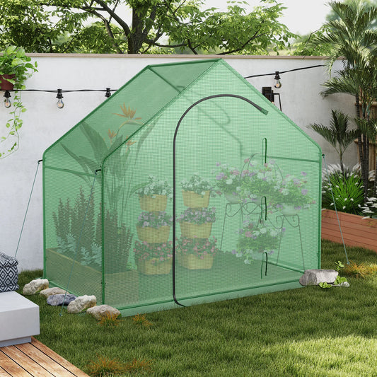 6 x 3 x 5.5FT Mini Walk-in Greenhouse w/PE Cover Rustproof PE-Coated Metal Frame
