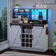 Coffee Bar Cabinet with Adjustable 20-Color LED Lights and 6.5FT Outlet, Kitchen Buffet Storage Cabinet, 47'' Sideboard Buffet