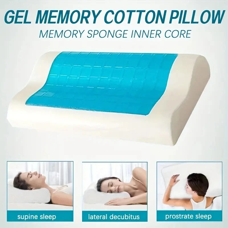 Gel Pillow Orthopedic  Memory Foam Pillow  60x40cm Soft Summer Ice-cool Slow Rebound Sleep BedPillow With Pillowcase Health Care