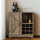 Farmhouse Coffee Bar Cabinet with Storage, 32 inch Table with Barn Door and 9 Wine Racks, Adjustable Shelf, Dining