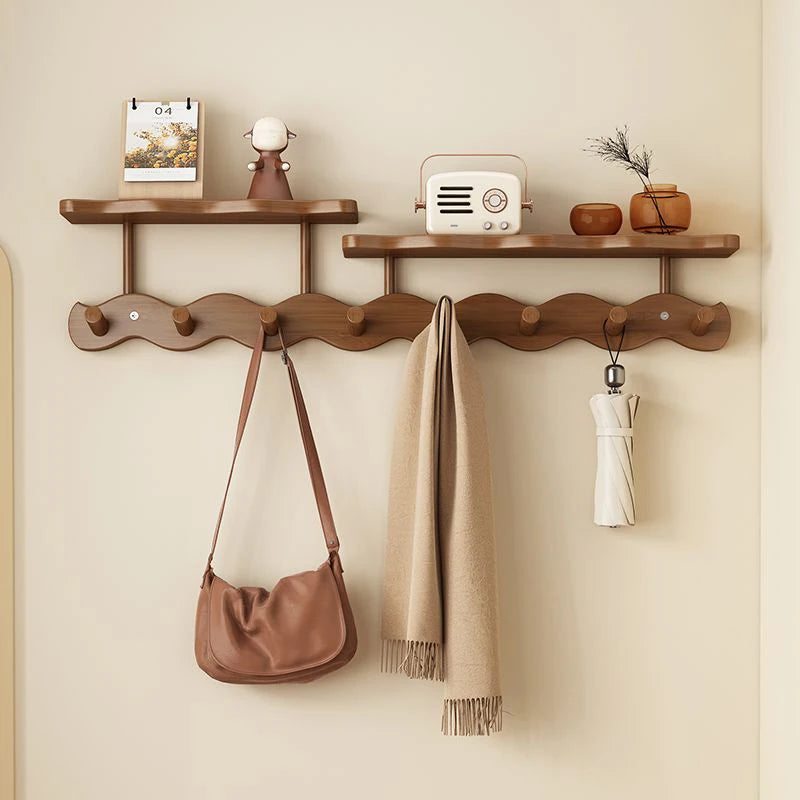Entrance Hall Coat Rack Wall Mounted Clothes Scarf Storage Hooks Interior Clothing Bag Keys Organizer Hangers with Storage Rack