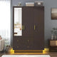 3 Door Armoire Wardrobe Closet Cabinet with Mirror and LED Light, 2 Drawers, 3 Doors,Hanging Rod,Large Capacity Storage Wardrobe