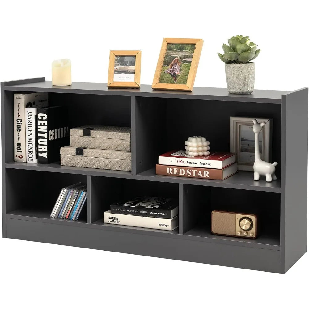 5 Cube Bookcase, 2 Tier Wooden Storage Open Bookshelf, Multipurpose Display Storage Cabinet for Living Room, Bedroom