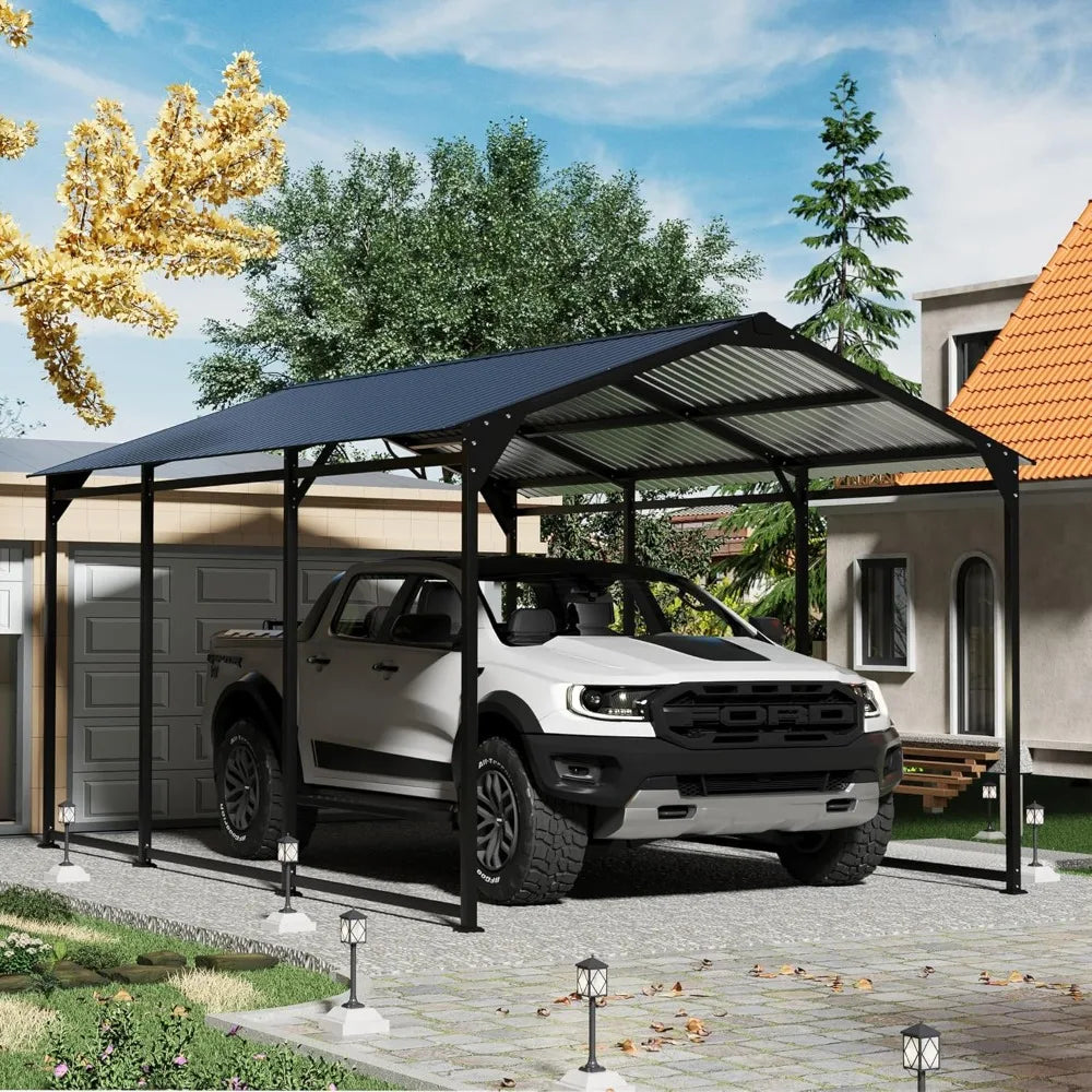 Carport Canopy 10x15 Heavy Duty,Metal Carport with Reinforced Structrure and Base,Outdoor Garage Car Shelter Frame for Pickup,