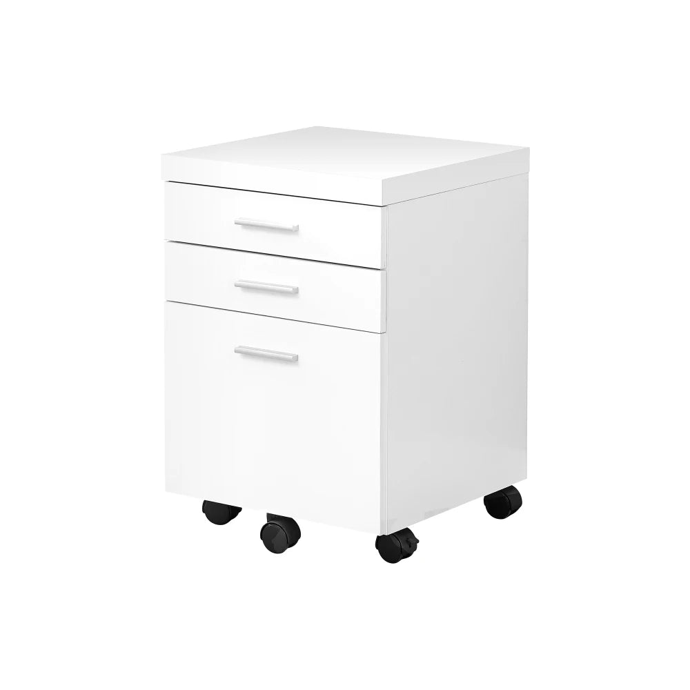 Contemporary White Mobile File Cabinet with Printer Stand 3-Drawer Office Furniture Laminate filing cabinet